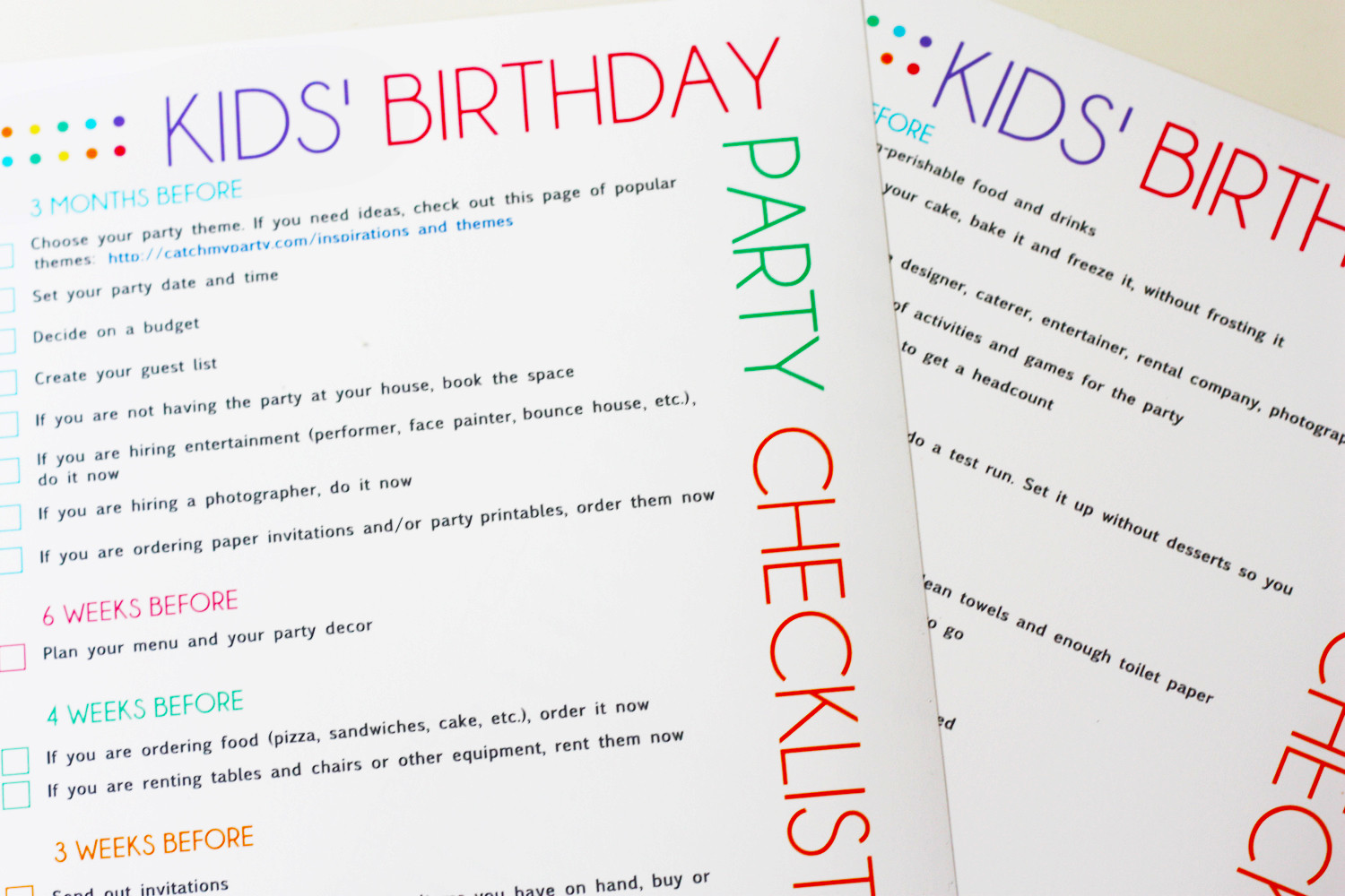 Kids Party Checklist
 FREE Printable Kids Party Planning Checklist