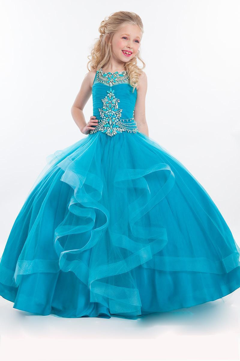 Kids Party Dresses
 2016 New Teal Cute Girls Pageant Dresses Size 10 Tulle