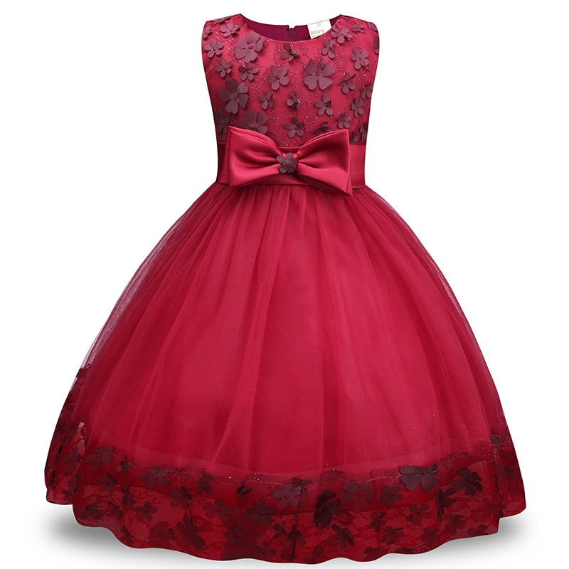 Kids Party Dresses
 Bow Party Princess Dress Girls Children Clothes Toddler