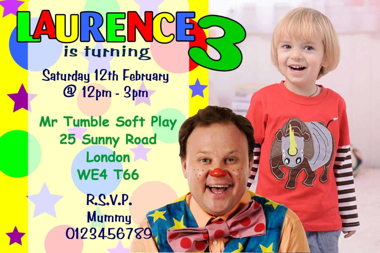 Kids Party Play And Tumble
 10 Personalised Mr Tumble Fun Birthday Party Invitations