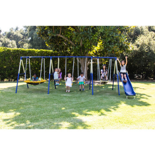 Kids Patio Swings
 Kids Outdoor Metal Swings Slide Set Game Fun Backyard