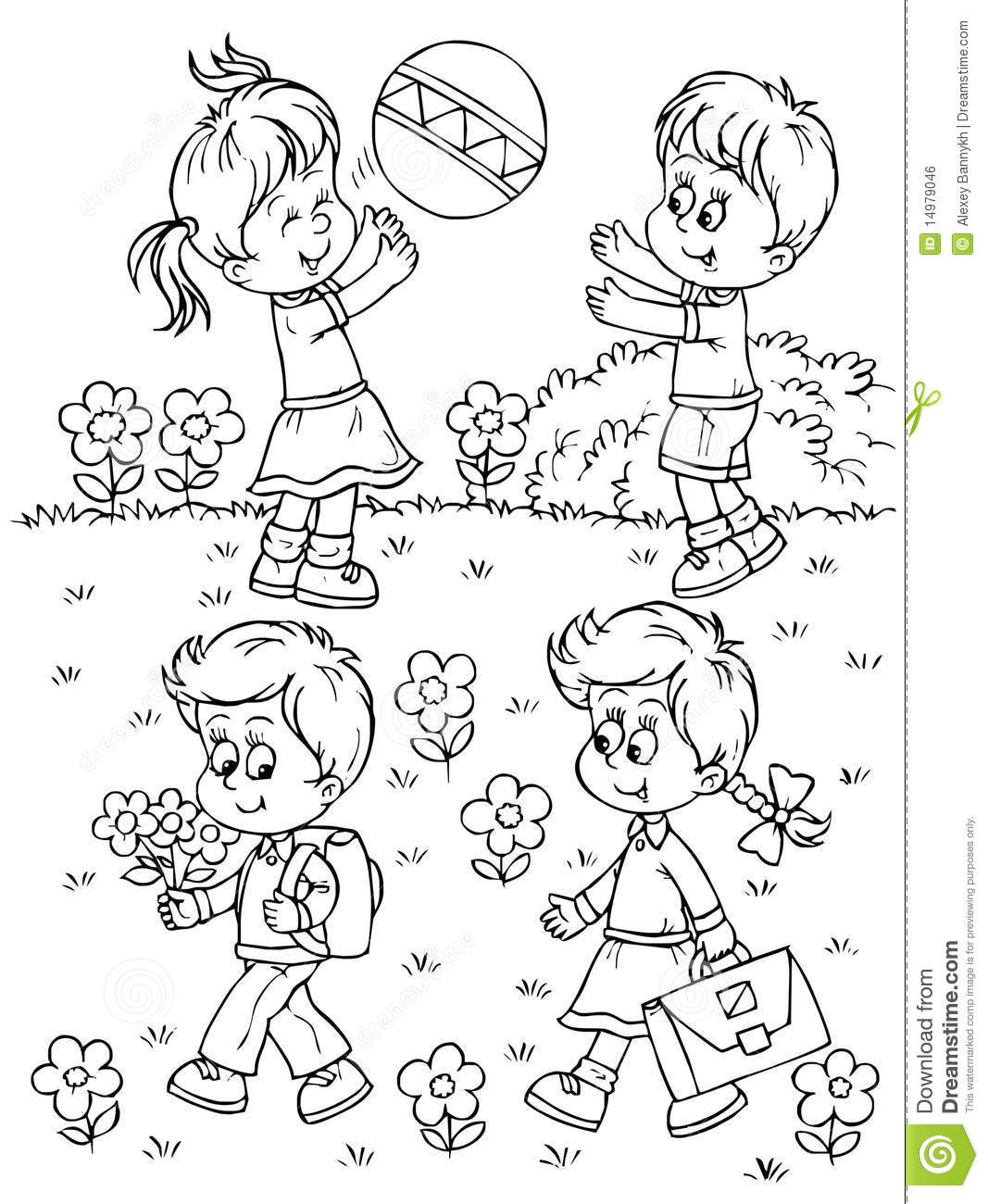 Kids Playing Coloring Page
 Playing children stock illustration Illustration of