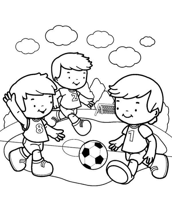 Kids Playing Coloring Page
 High quality Football match coloring page to print for free