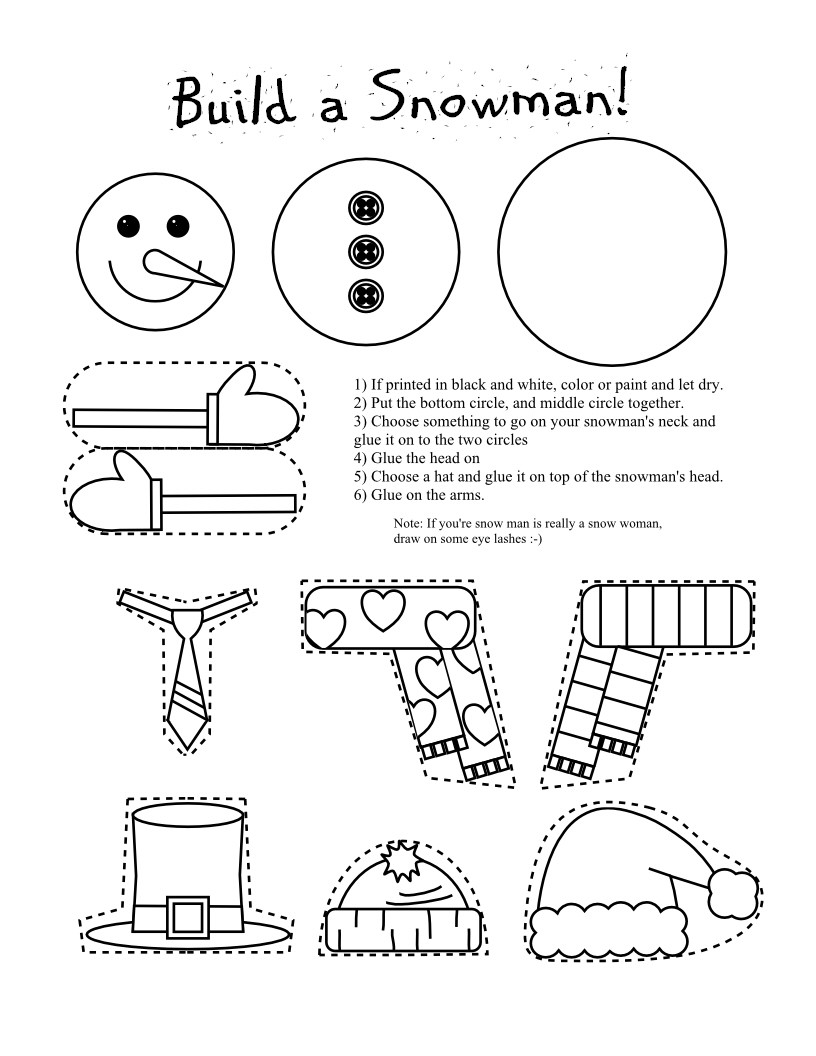 Kids Printable Crafts
 Smarty Pants Fun Printables Printable Snowman and Snow