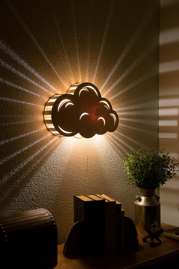 Kids Room Wall Lamp
 Cloud Night Light Wooden Wall Hanging Bedside Lamp Kid