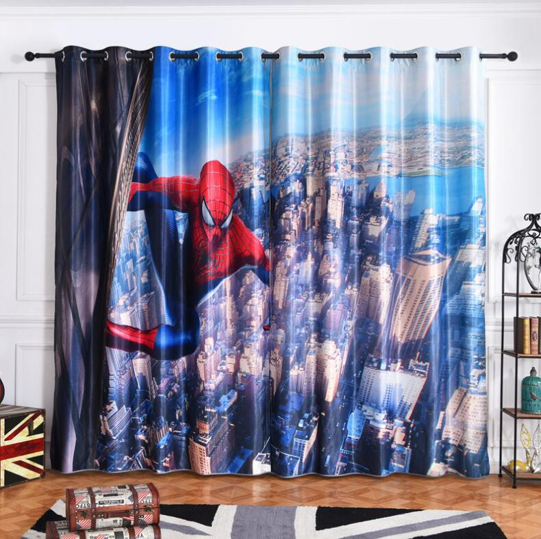 Kids Room Window Curtains
 NEW Modern Spiderman Fabric Cartoon Blackout Curtains For