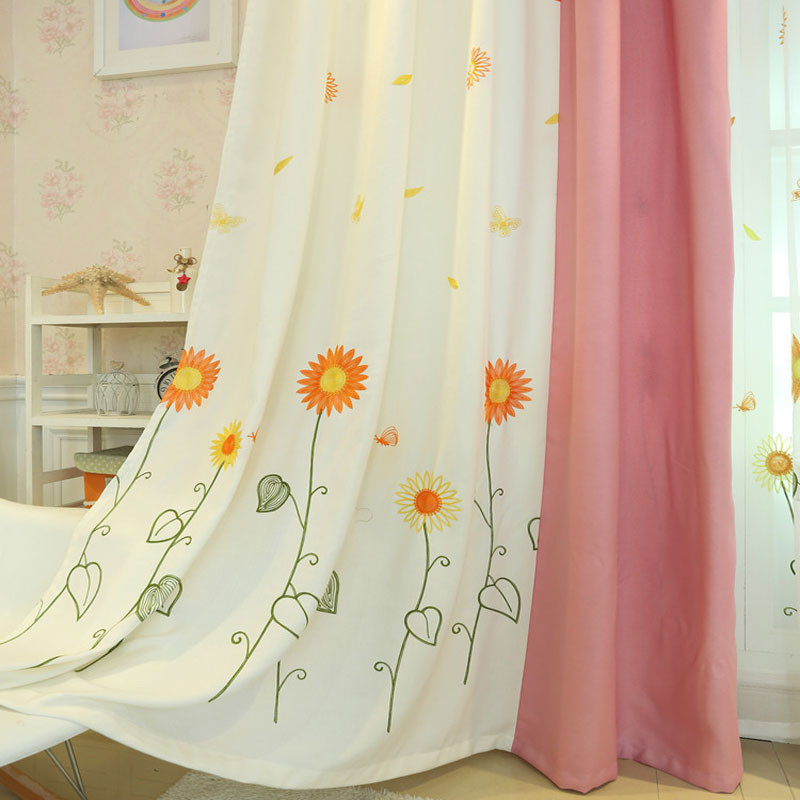 Kids Room Window Curtains
 Sunflower Embroidery Window Curtains for Living Room