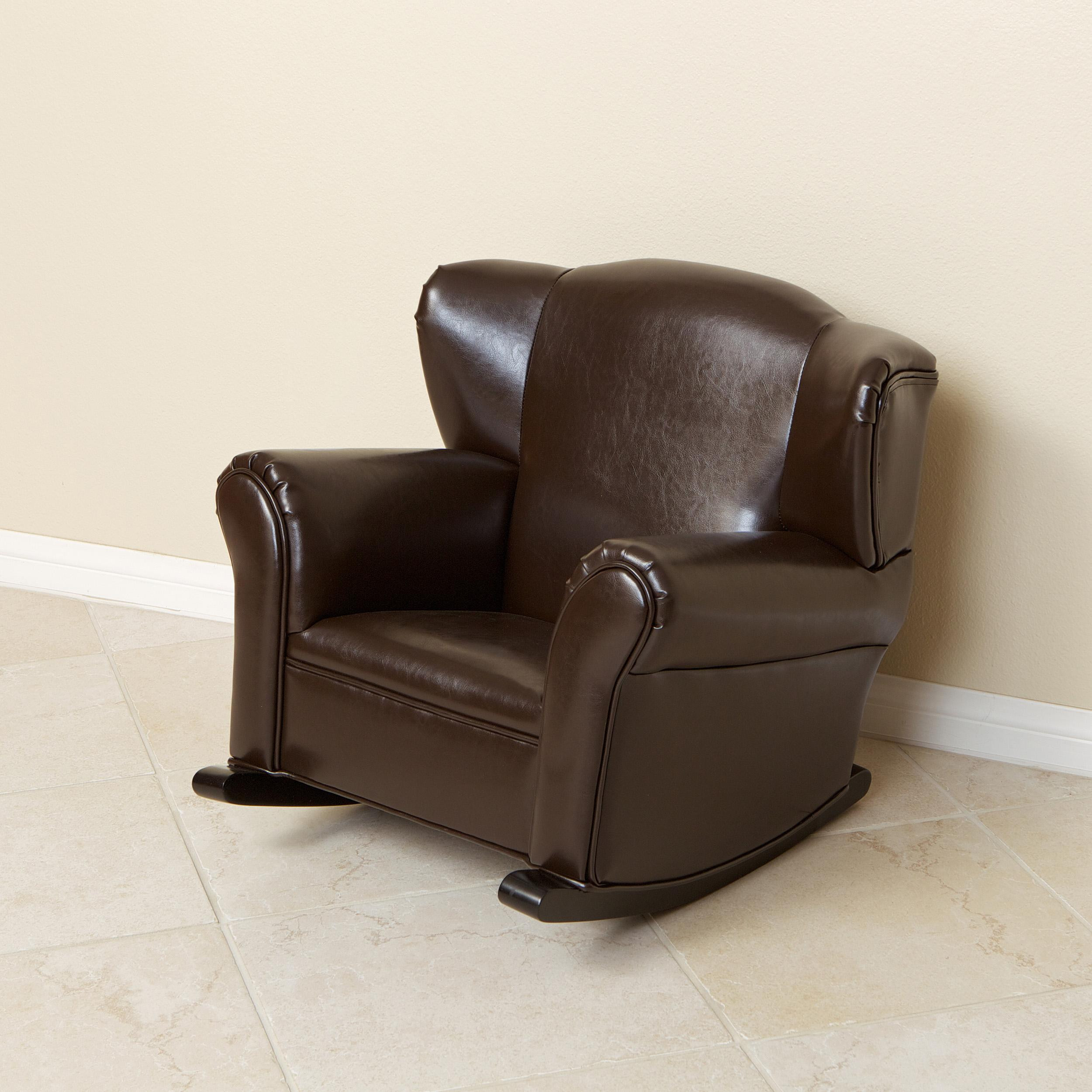 Kids Upholstered Rocking Chair
 Bonded Leather Brown Kids Rocking Chair