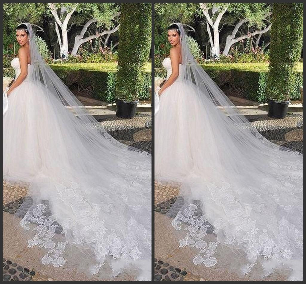 Kim Kardashian Wedding Veil
 Bridal Veils Kim Kardashian New Best Sale Charming White