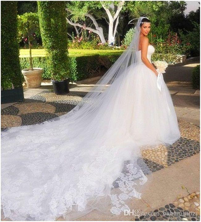 Kim Kardashian Wedding Veil
 Kim Kardashian Lace Ivory Cathedral Wedding Veils White