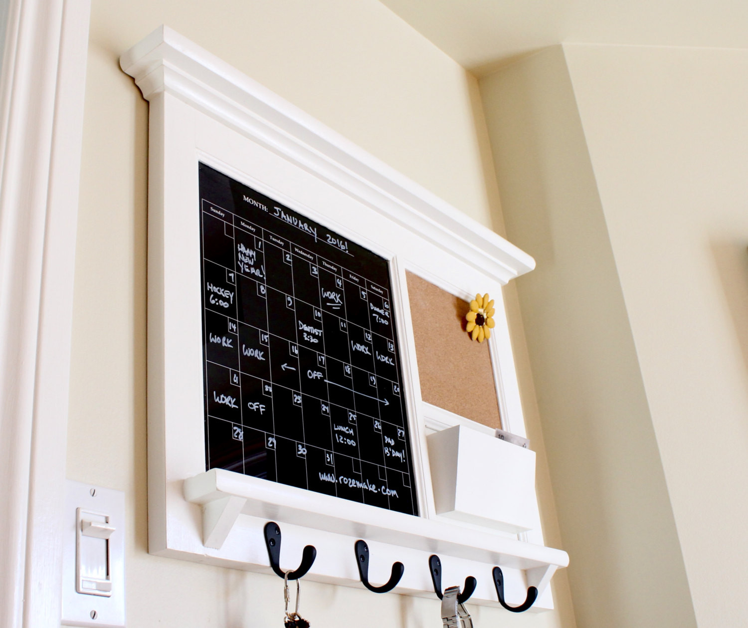 Kitchen Calendar Wall Organizer
 Kitchen fice Mail Family Organizer with Black Dry Erase
