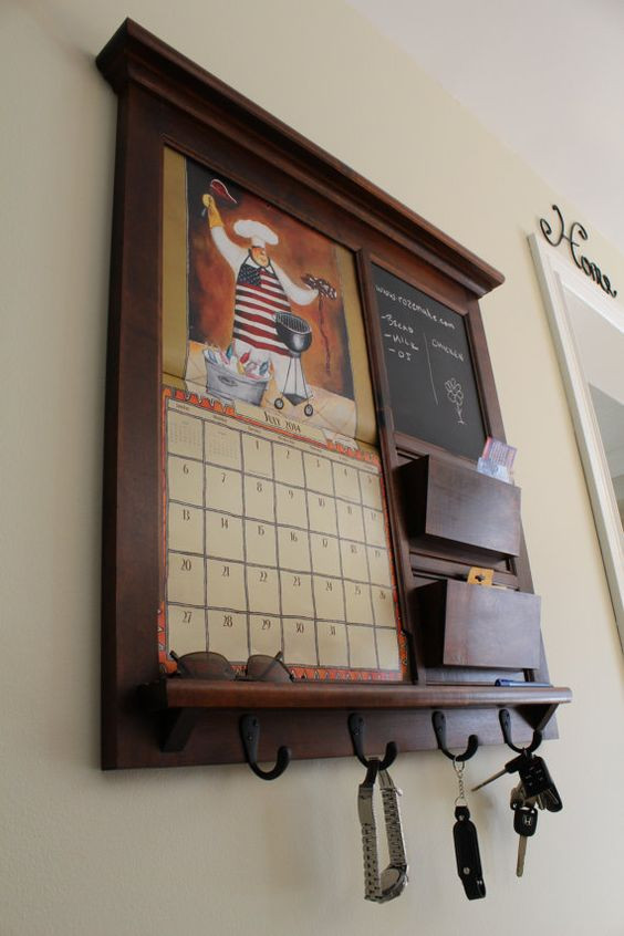 Kitchen Calendar Wall Organizer
 Family Planner Wall Calendar Frame Maple Furniture Front