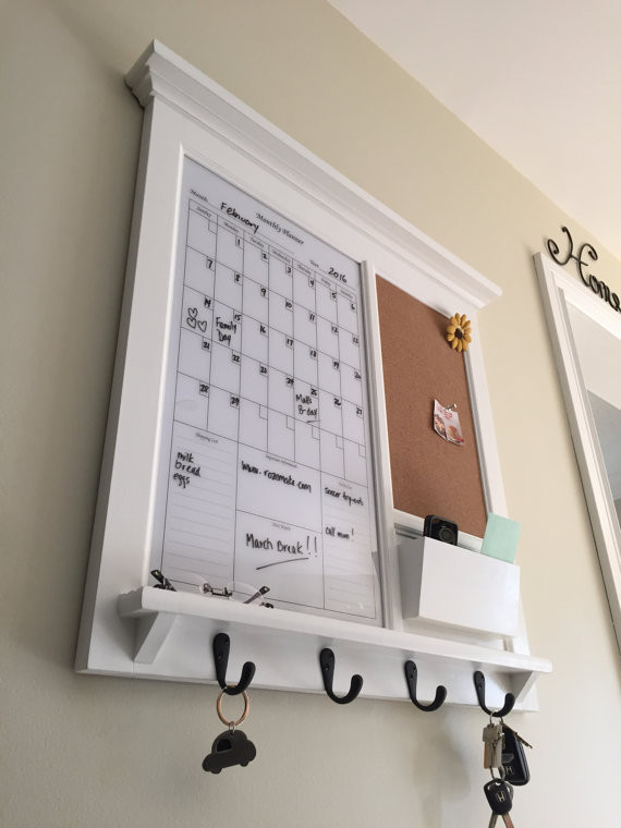 Kitchen Calendar Wall Organizer
 Framed Furniture Dry Erase Perpetual Calendar and Bulletin