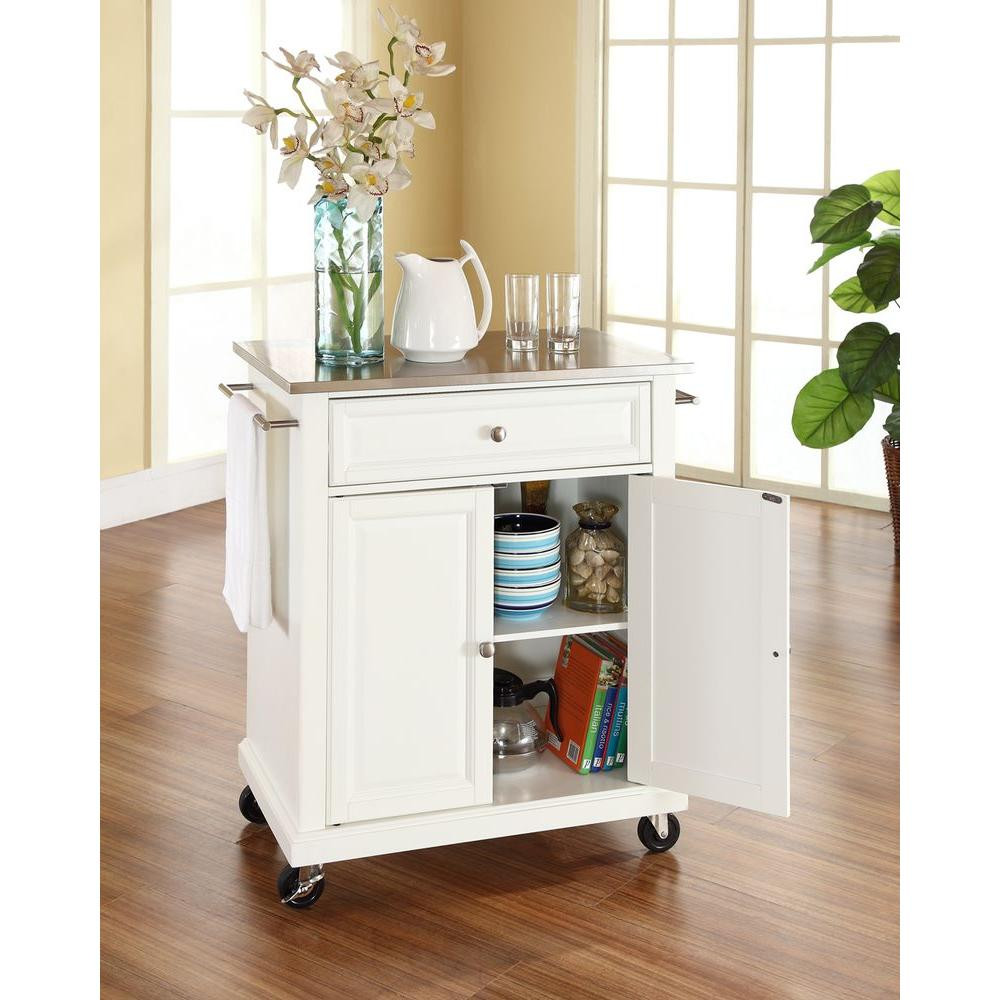 Kitchen Cart White
 Crosley White Kitchen Cart With Stainless Steel Top