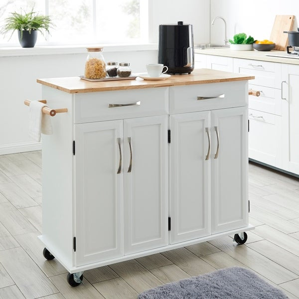 Kitchen Cart White
 Shop BELLEZE White Wood Portable Kitchen Cart Rolling and