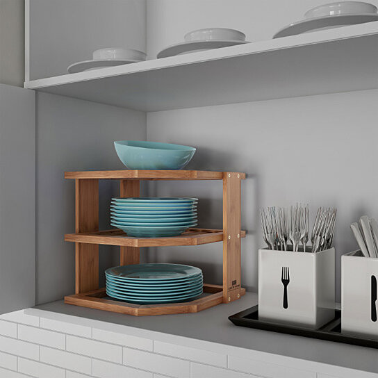 Kitchen Countertop Corner Shelves
 Buy 3 Tier Bamboo Corner Shelf for Kitchen or Bathroom