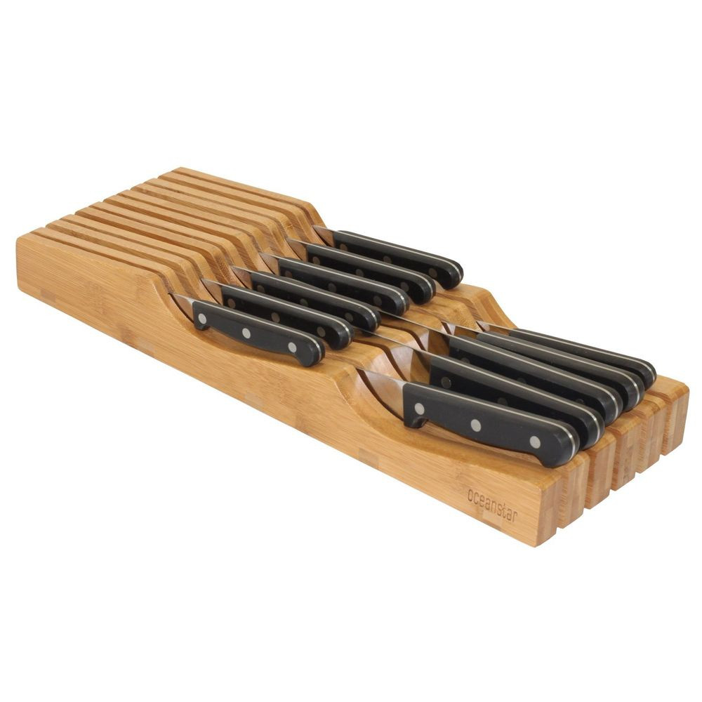 Kitchen Drawer Knife Organizer
 Kitchen Cabinet Storage Drawer Bamboo Knife Organizer Rack