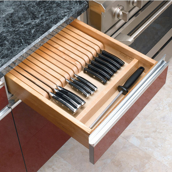 Kitchen Drawer Knife Organizer
 Drawer Organizers Wood Knife Block Kitchen Drawer Insert