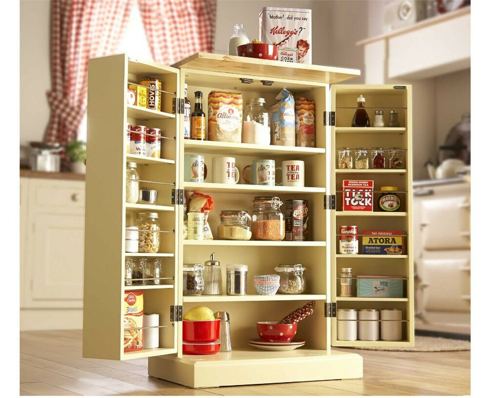 Kitchen Food Storage Cabinet
 Freestanding Larder Wooden Cupboard Buttermilk Kitchen