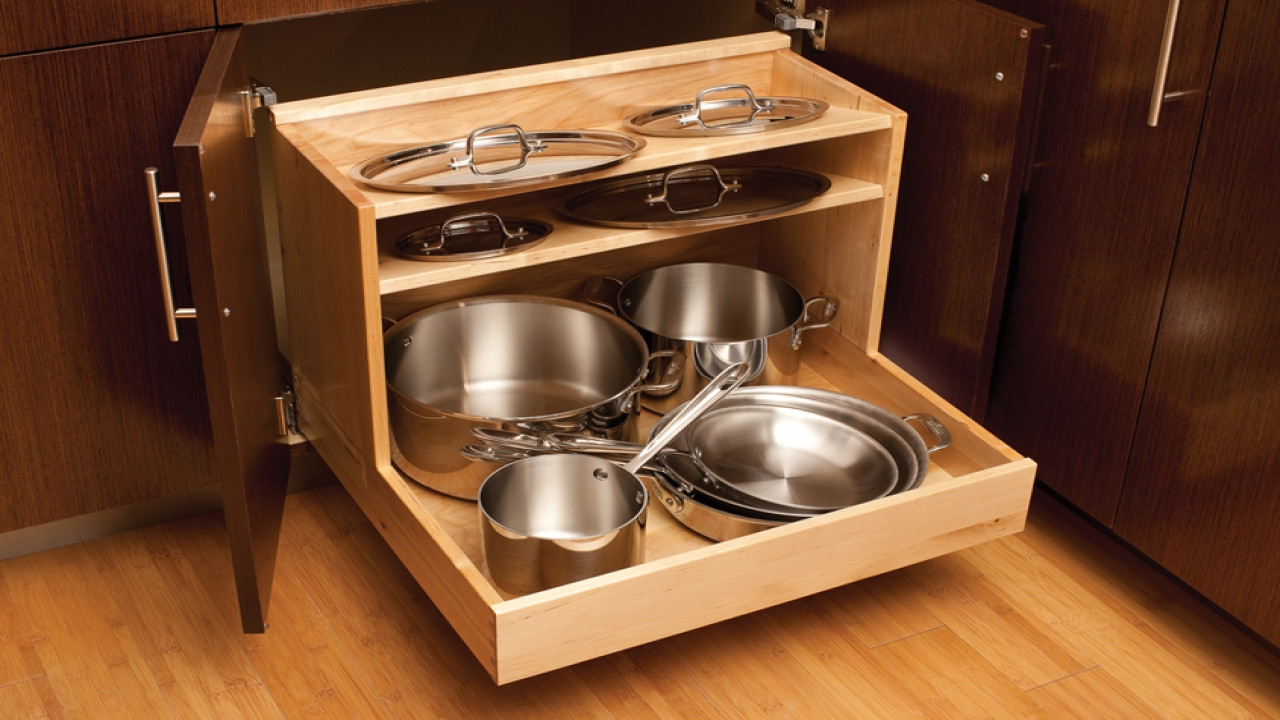 Kitchen Pan Organizer
 Kitchen Cooktop With Pot And Pan Drawers pictures