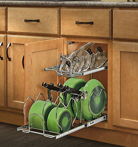 Kitchen Pots And Pans Organizer
 Pull Out Cabinet Cookware Organizer Kitchen Pan Pot Lid