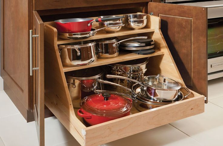 Kitchen Pots And Pans Storage
 Simple Kitchen Ideas with Wooden Base Roll Out Pots Pans