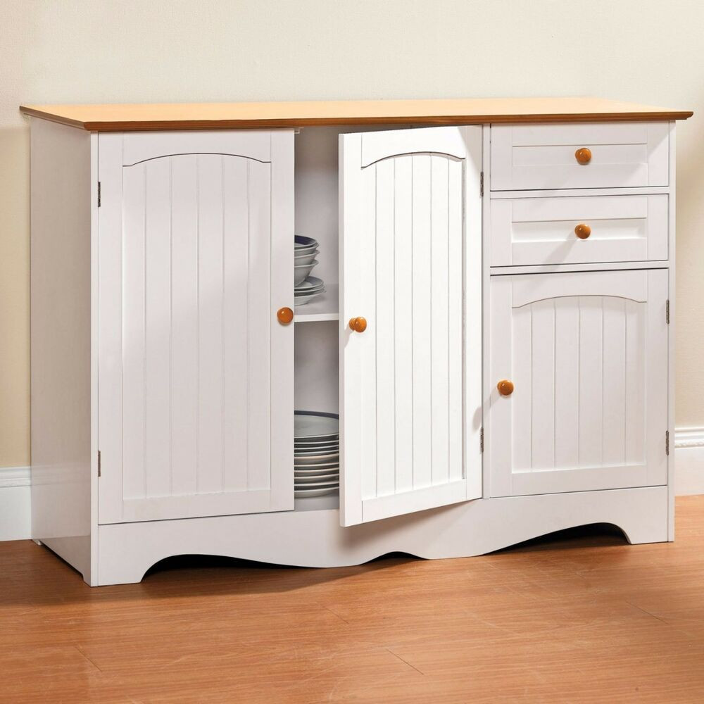 Kitchen Storage Furniture
 Buffet Sideboard Cabinet Table Counter Drawers Wood White
