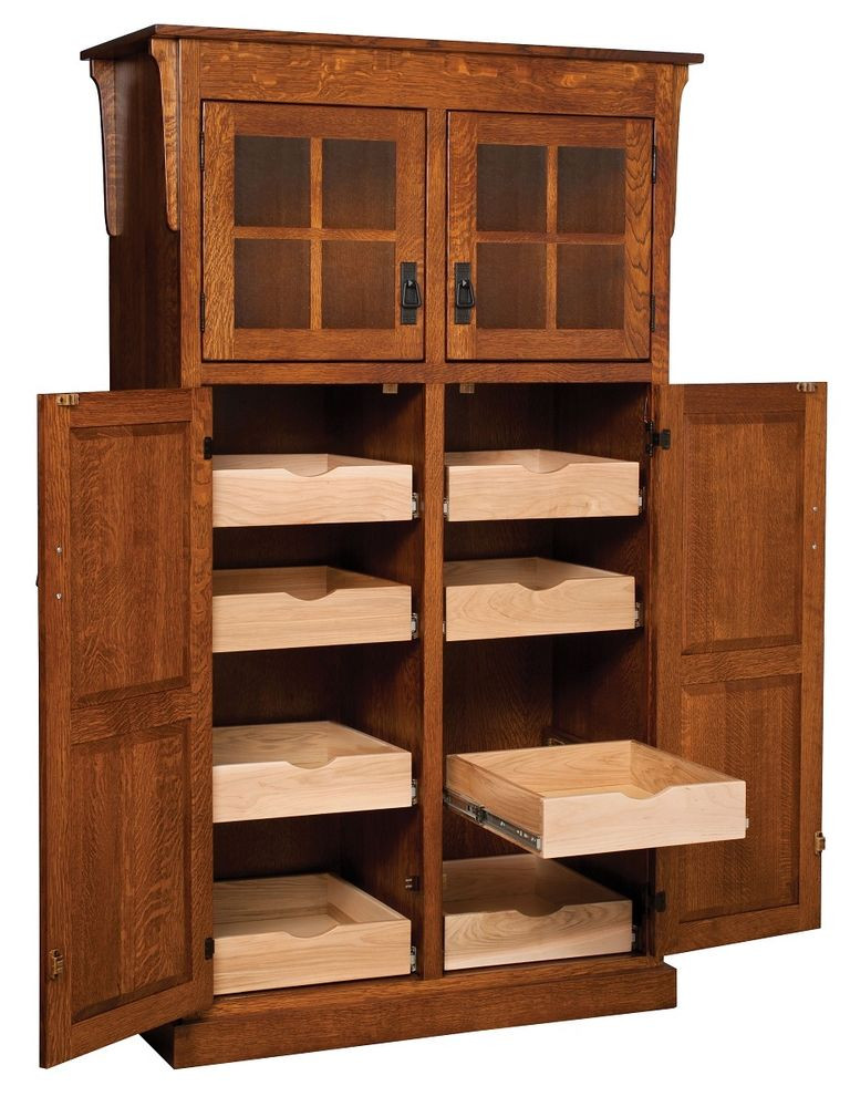 Kitchen Storage Furniture
 Amish Mission Rustic Kitchen Pantry Storage Cupboard Roll