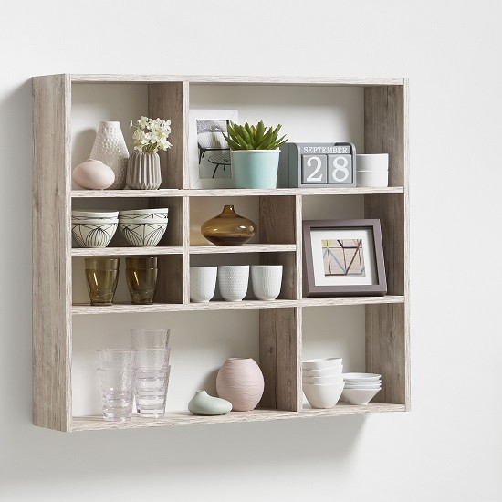 Kitchen Wall Shelving Units
 Andreas Wall Mounted Shelving Unit In Sand Oak And 9