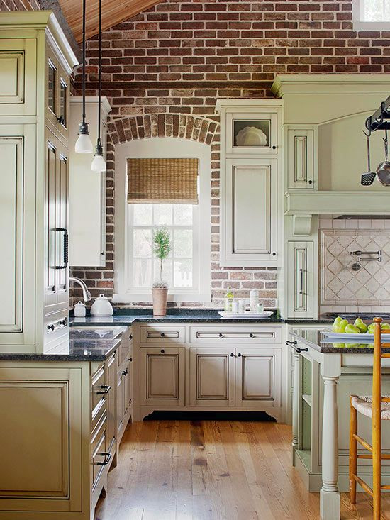 Kitchens With Brick Accent Walls
 Farmhouse Kitchens with Fixer Upper style