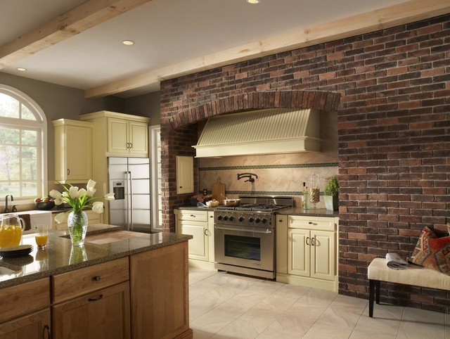 Kitchens With Brick Accent Walls
 Brick Kitchen Accent Wall Traditional Kitchen by