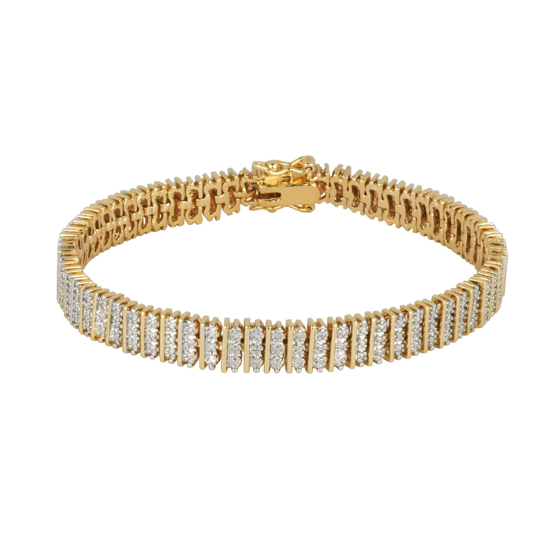 Kmart Jewelry Bracelets
 Fine Silver Gold Over Bronze Diamond Accent Bracelet 7 25