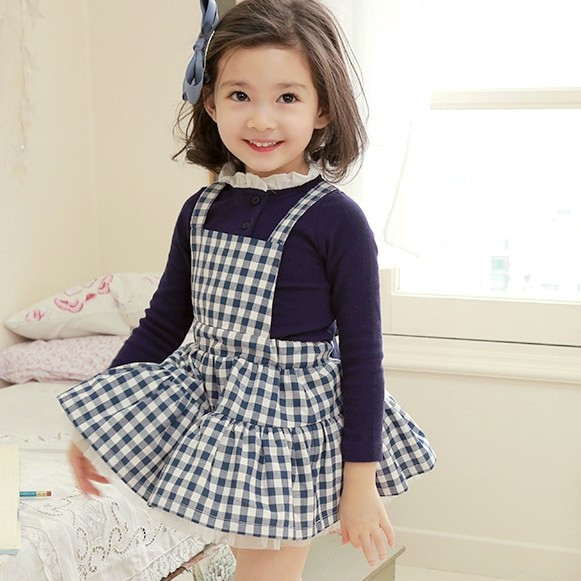 Korean Kids Fashion
 Baby Girls Princess Big Bow Plaid Dresses Cotton Casual