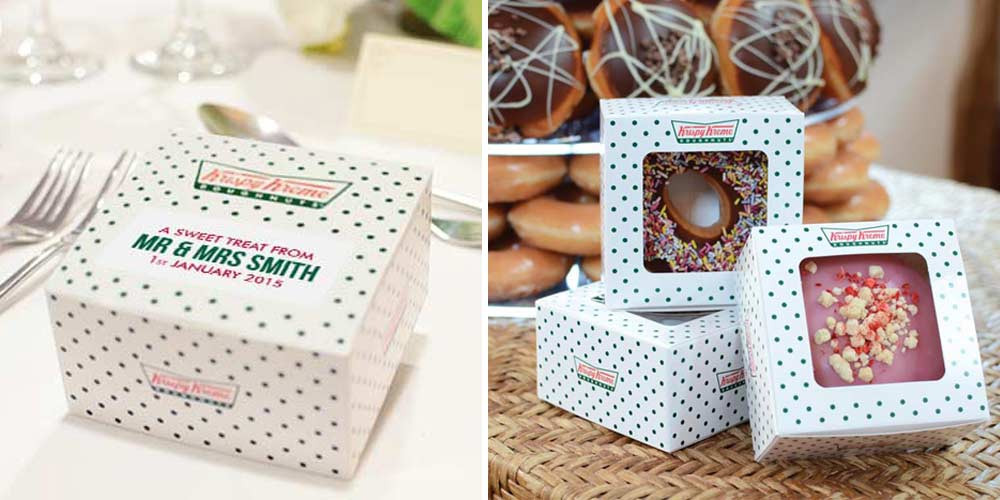 Krispy Kreme Wedding Favor
 27 Personalised Wedding Favours That Your Guests Will