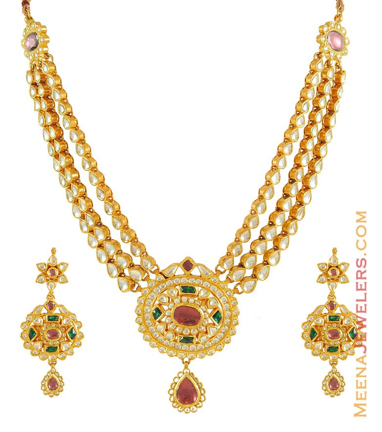 Kundan Necklace Sets
 22K Designer Kundan Set StAn7905 22k gold designer