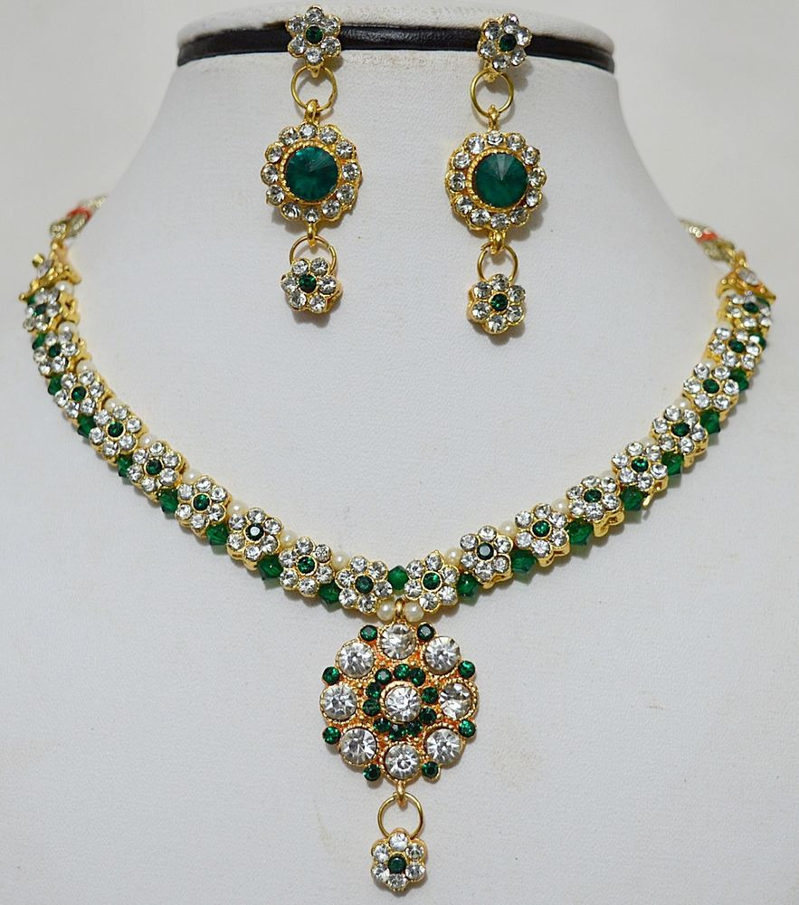 Kundan Necklace Sets
 Indian Gold Plated Stones Kundan Necklace Earrings Party