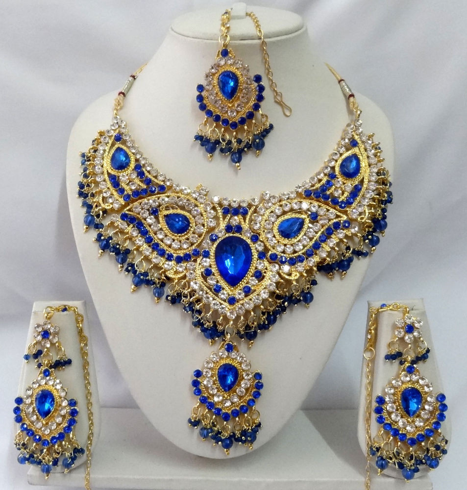 Kundan Necklace Sets
 Indian Bollywood Jewelry Diamante Kundan Necklace Set