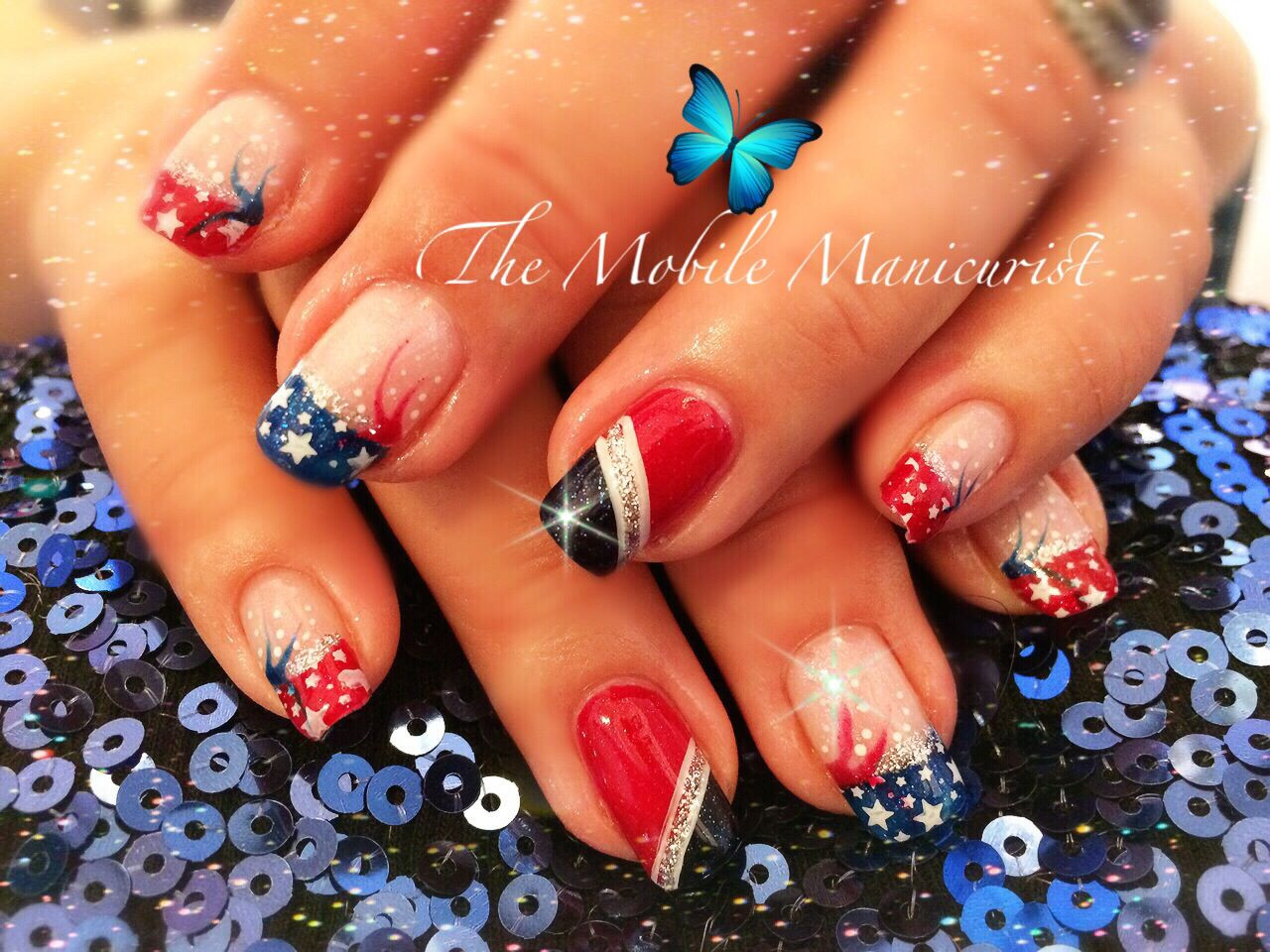 Labor Day Nail Art
 Memorial Day nails patriotic nails red white and blue