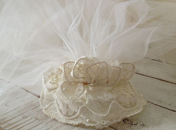 Lace And Pearl Wedding Veils
 Sale Vintage Ivory Wedding Bridal Veil Pearl Headpiece