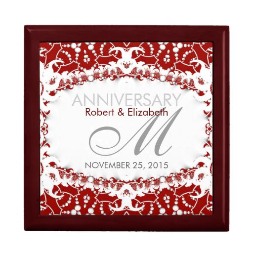 Lace Anniversary Gift Ideas
 Red White Lace Wedding Anniversary Gift Box