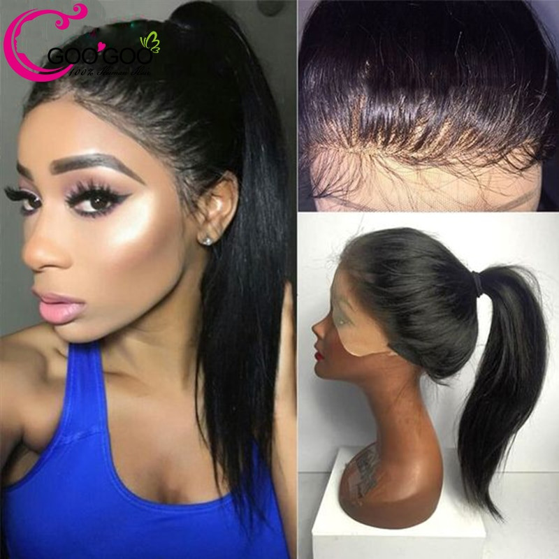 Lace Front Frontals With Baby Hair
 GooGooing High Ponytail Full Lace Wigs Human Hair With
