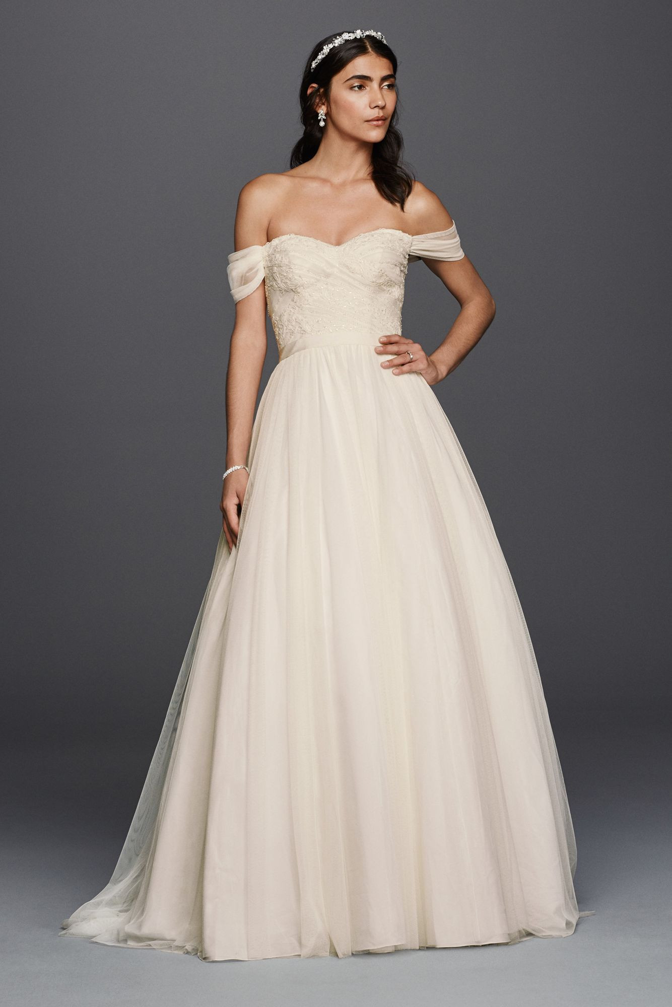 Lace Sweetheart Wedding Dress
 Tulle Beaded Lace Sweetheart Wedding Dress Style WG3785
