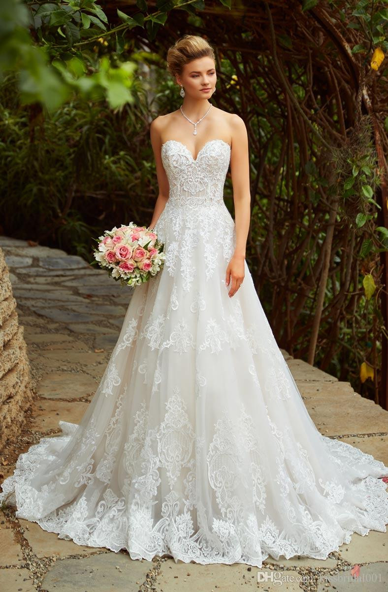 Lace Sweetheart Wedding Dress
 Discount New Abiti Da Sposa Lace Wedding Dresses A Line