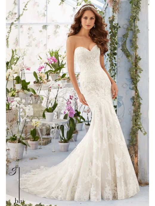 Lace Sweetheart Wedding Dress
 Mori Lee 5413 Lace Mermaid style Wedding Dress with
