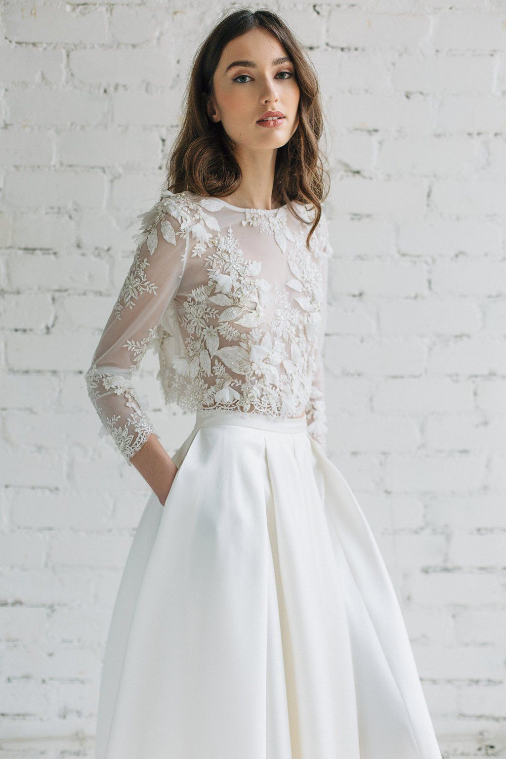 Lace Top Wedding Dress
 bridal lace top