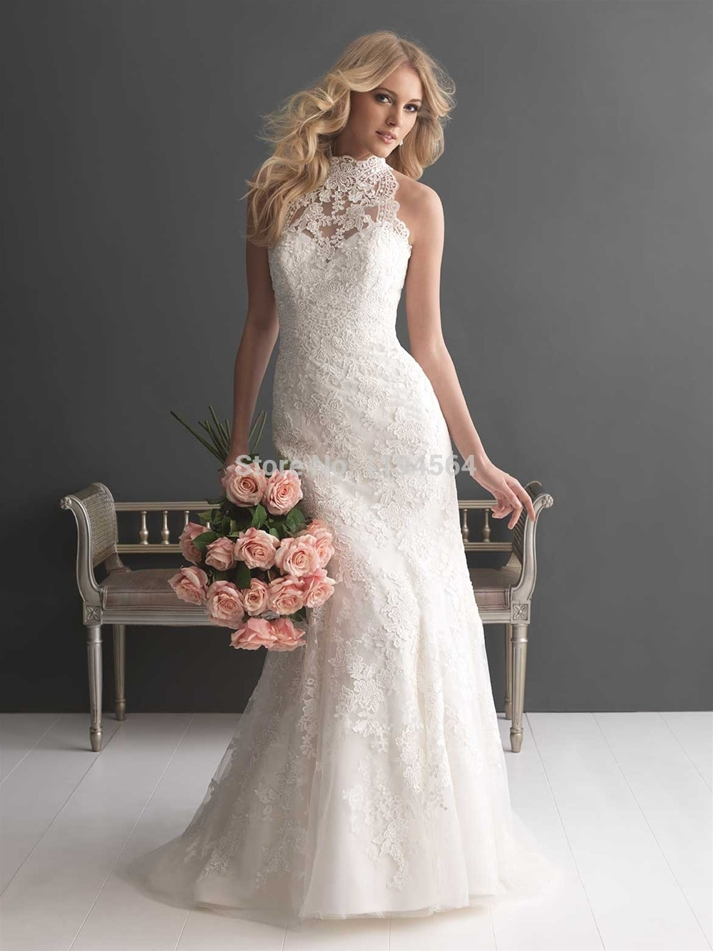Lace Top Wedding Dress
 China Wedding Dresses Halter Lace Top Bridal Gown 2015