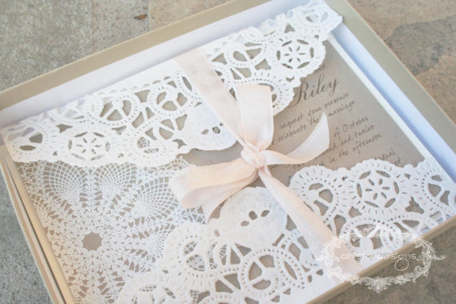 Lace Wedding Invites
 SALE vintage lace wedding invitation Lace doily featured