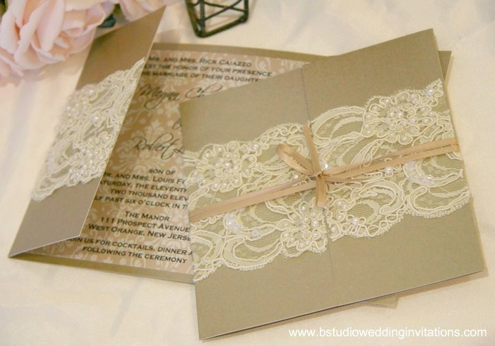Lace Wedding Invites
 Custom Made Creations – B Studio Wedding Invitations