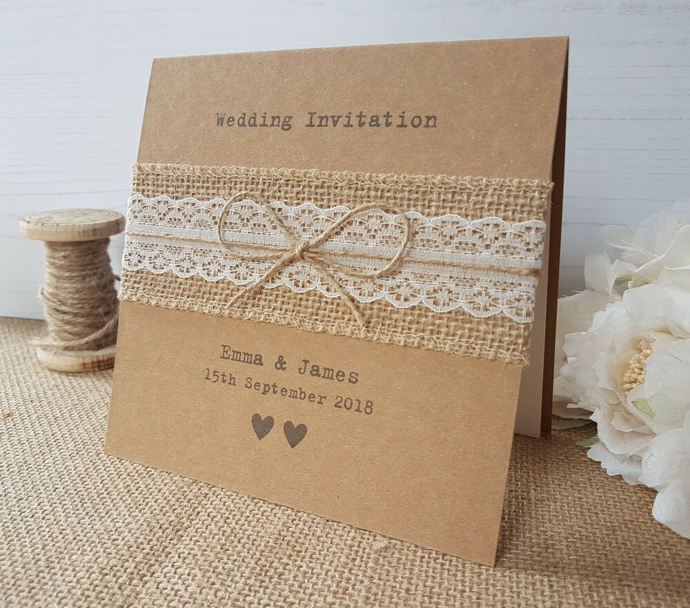 Lace Wedding Invites
 VINTAGE STYLE WEDDING INVITATION with Hessian & Lace
