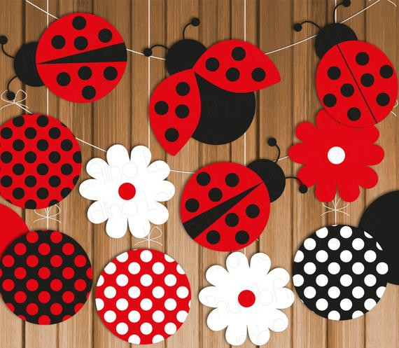 Ladybug Birthday Decorations
 Ladybug Printable Party Banner & Hanging Decorations Instant